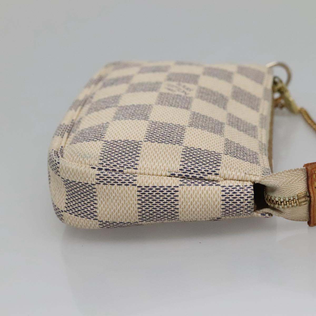 LOUIS VUITTON Damier Azur Mini Pochette Accessoires Pouch N63005 LV Auth BA4881
