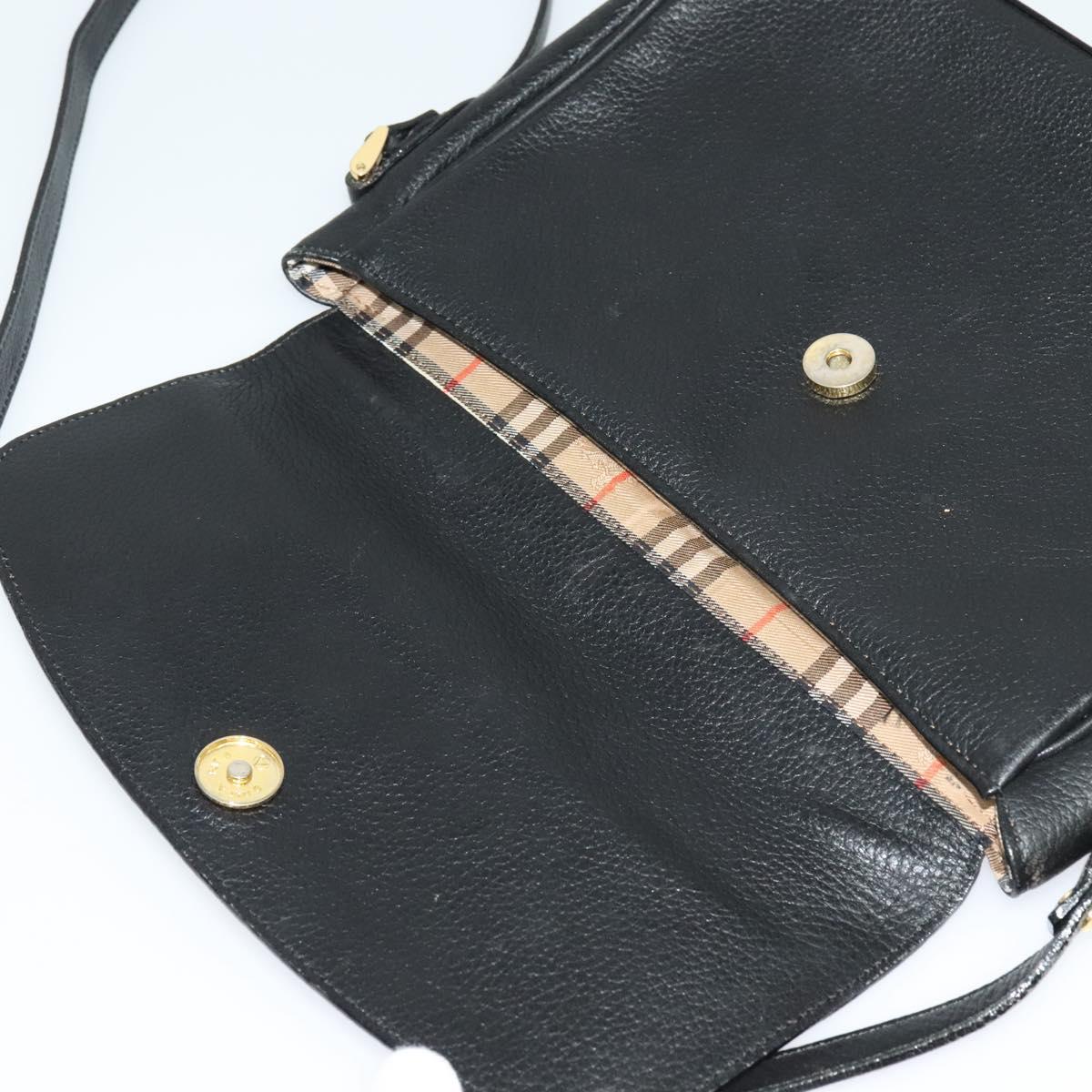 Burberrys Shoulder Bag Leather Black Auth BA489