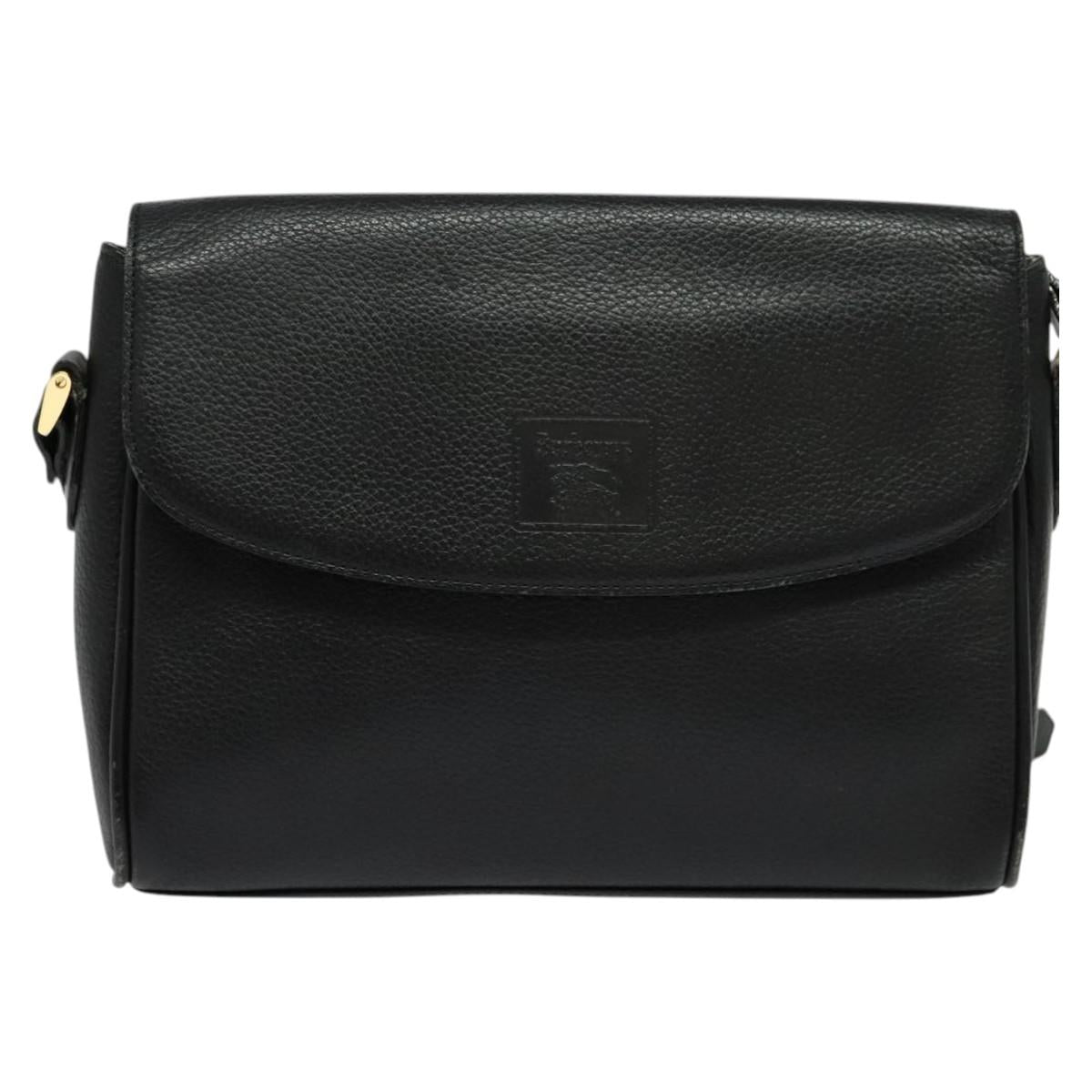 Burberrys Shoulder Bag Leather Black Auth BA489