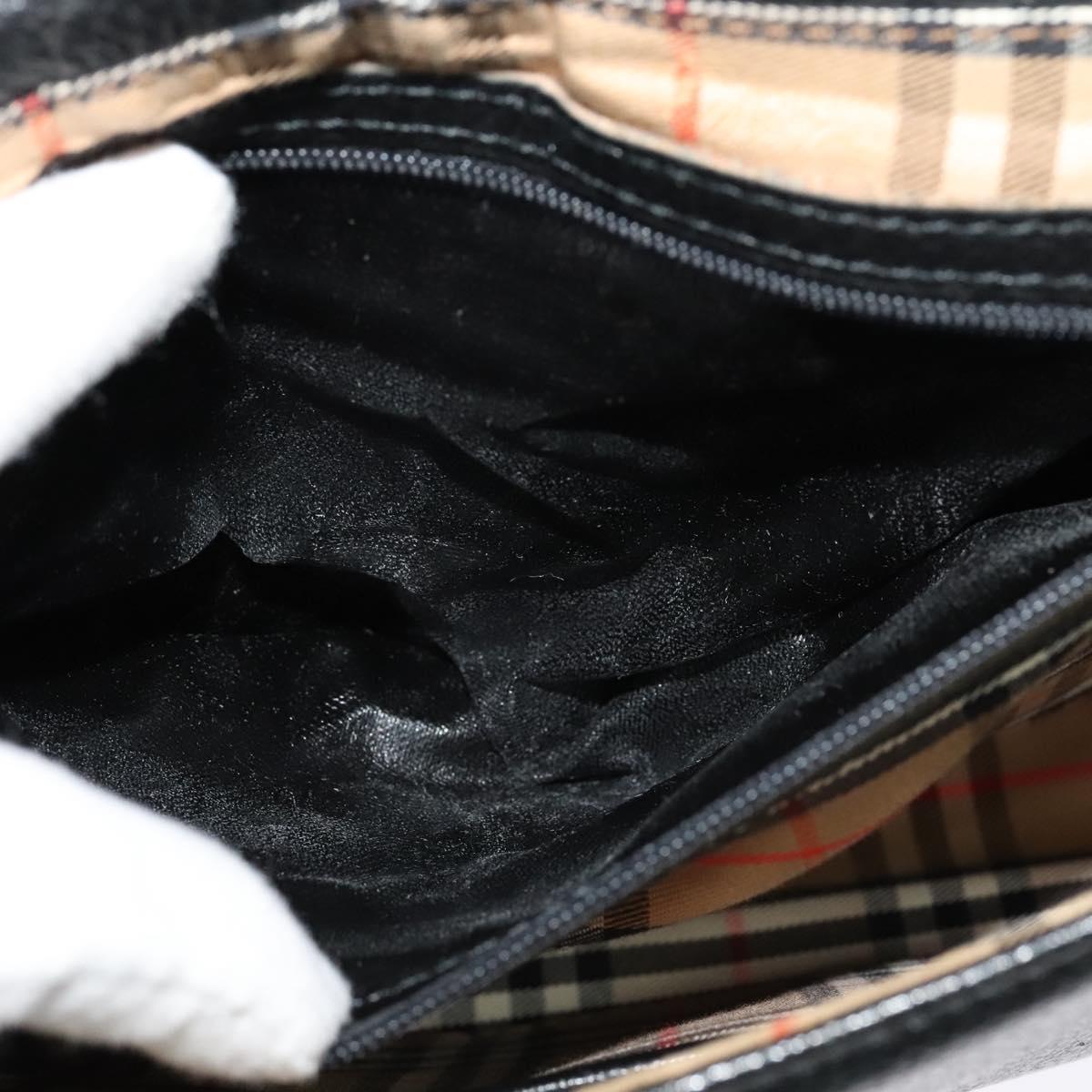 Burberrys Shoulder Bag Leather Black Auth BA489