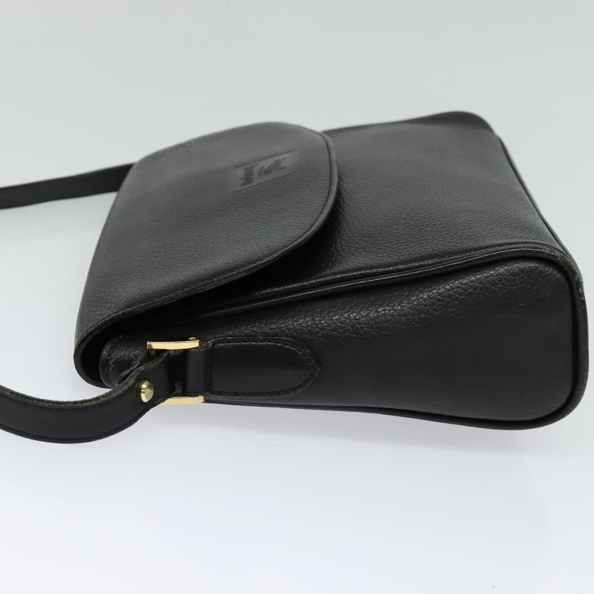 Burberrys Shoulder Bag Leather Black Auth BA489
