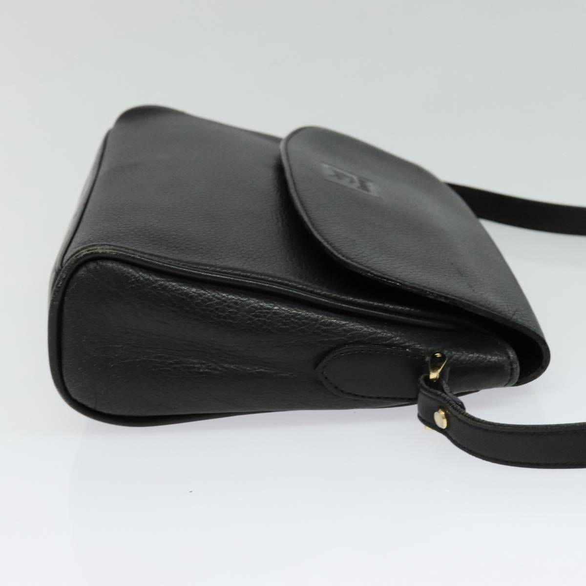 Burberrys Shoulder Bag Leather Black Auth BA489