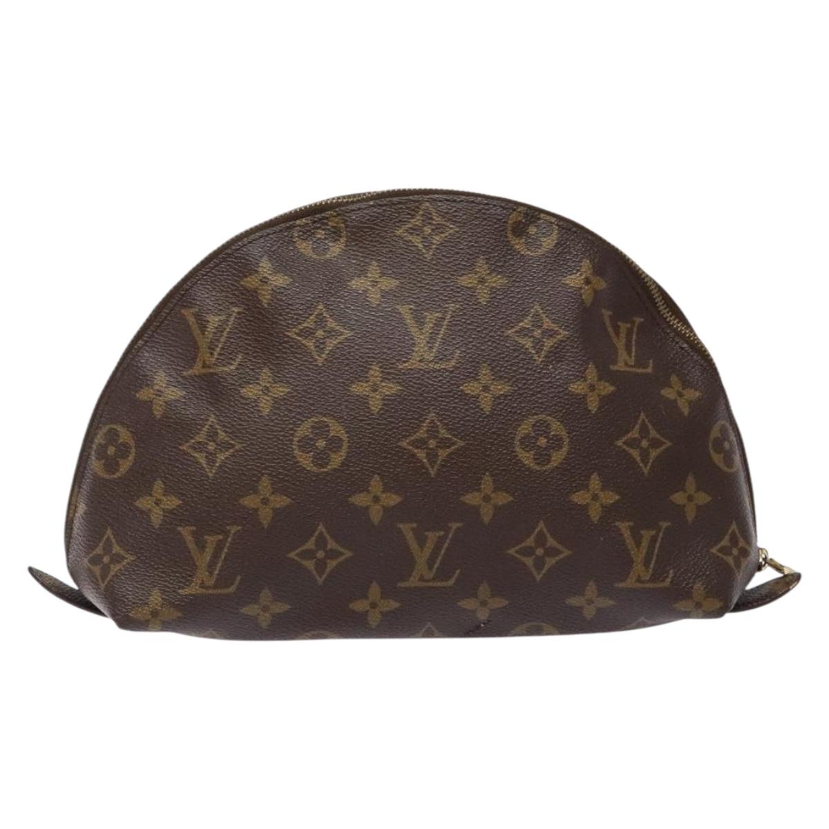LOUIS VUITTON Monogram Trousse Demi Ronde Cosmetic Pouch M47520 LV Auth BA4901