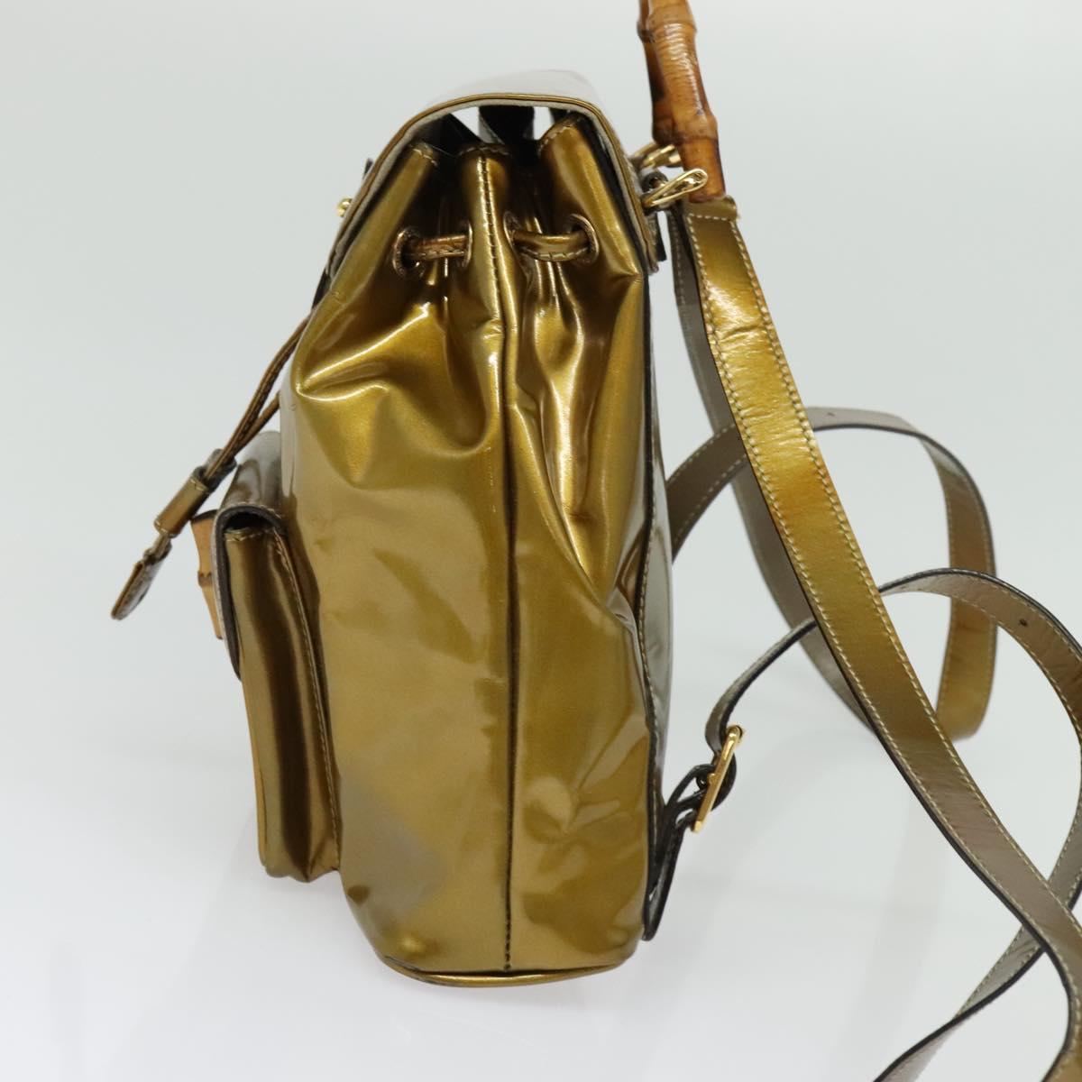 GUCCI Bamboo Backpack Enamel Gold 003 1705 0030 Auth BA4926