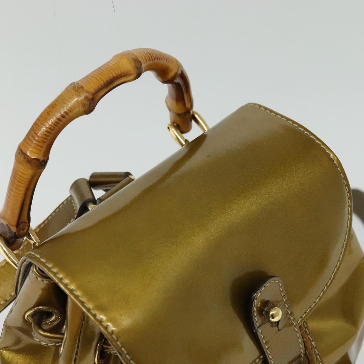 GUCCI Bamboo Backpack Enamel Gold 003 1705 0030 Auth BA4926