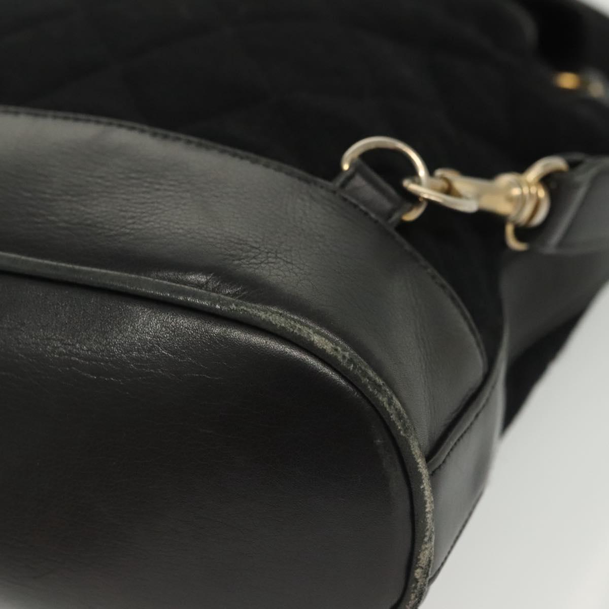 CHANEL Matelasse Shoulder Bag Lamb Skin Wool Black Gold CC Auth BA4941