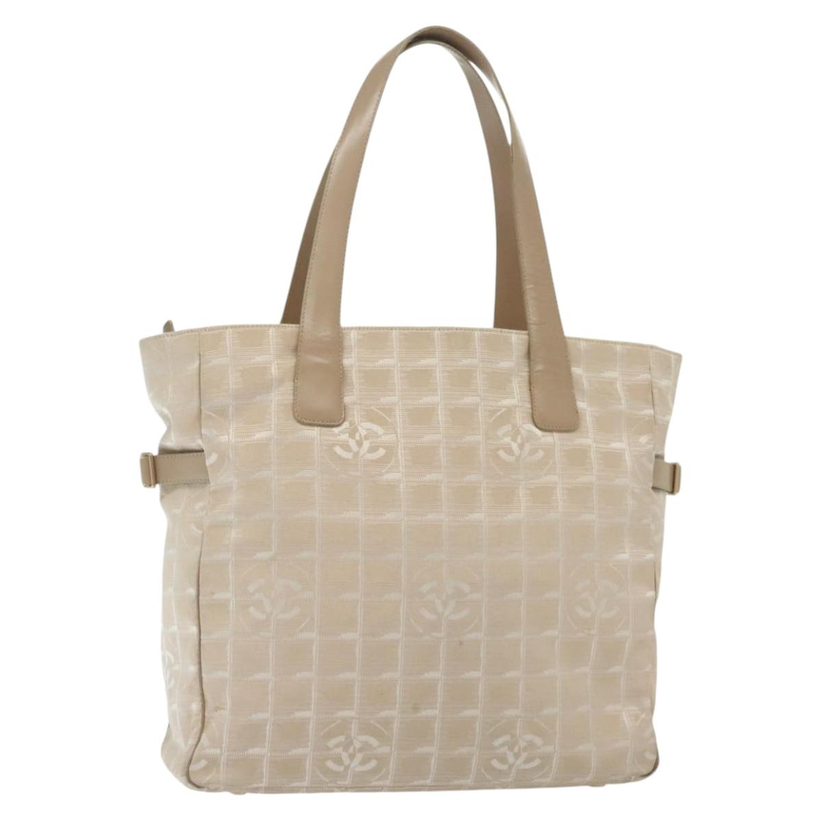 CHANEL New Travel Line Tote Bag Nylon Pink Gold CC Auth BA4944