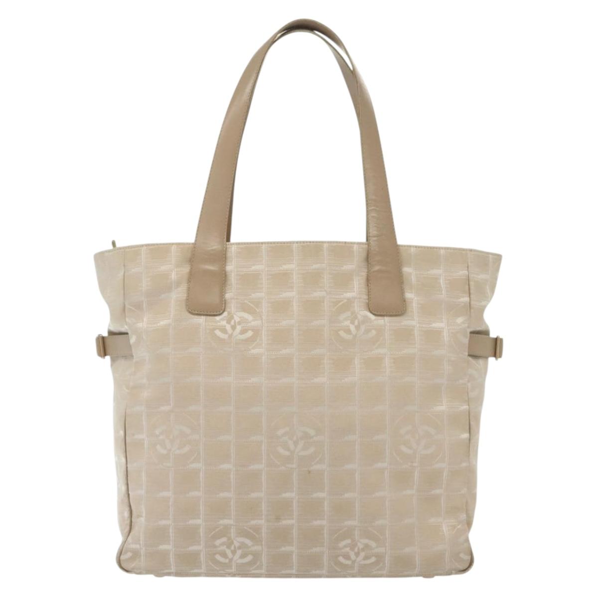 CHANEL New Travel Line Tote Bag Nylon Pink Gold CC Auth BA4944