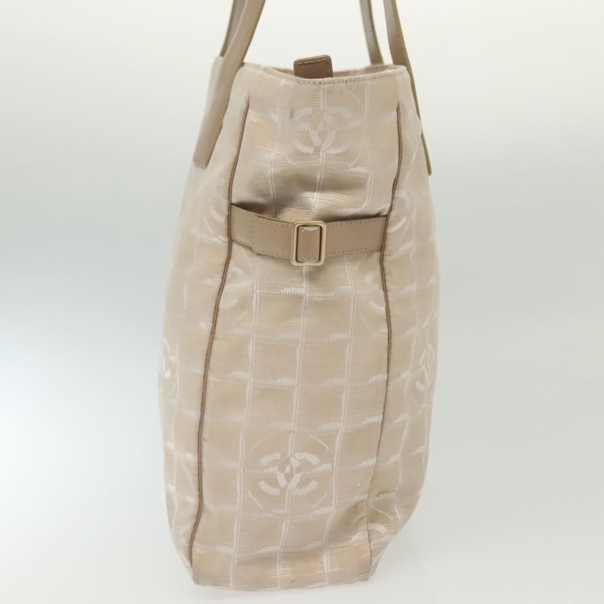 CHANEL New Travel Line Tote Bag Nylon Pink Gold CC Auth BA4944