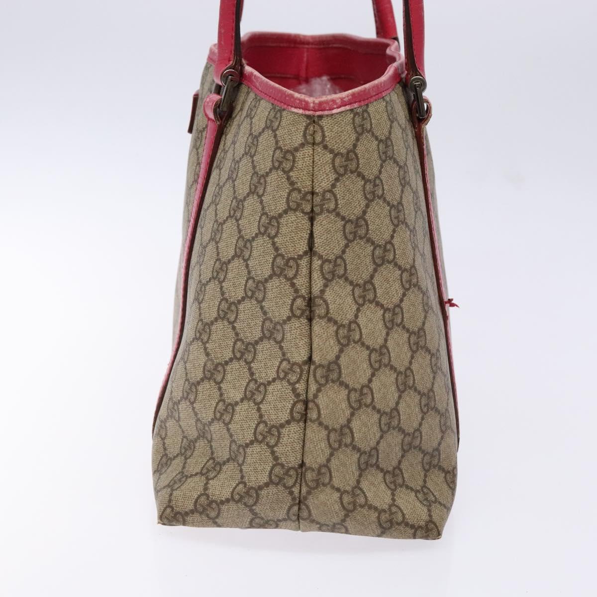 GUCCI GG Supreme Tote Bag PVC Beige Silver 114595 Auth BA4963