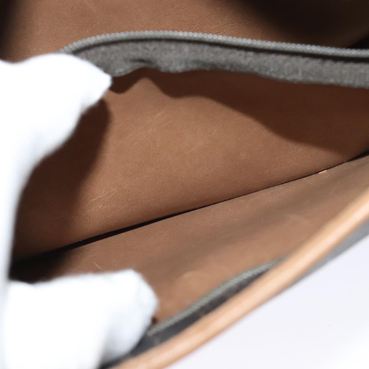 Christian Dior Honeycomb Canvas Shoulder Bag PVC Leather Black Brown Auth BA497