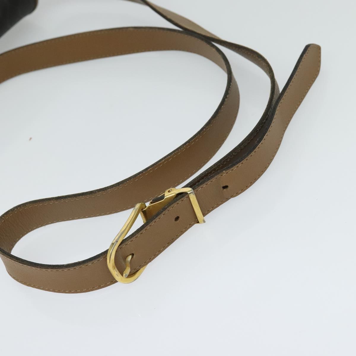 Christian Dior Honeycomb Canvas Shoulder Bag PVC Leather Black Brown Auth BA497