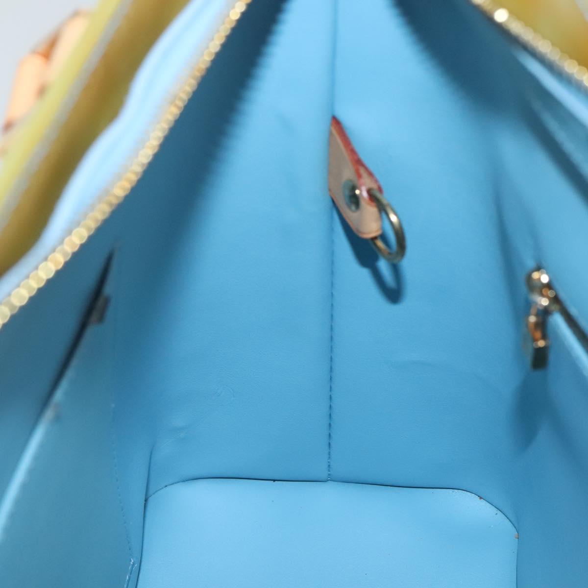 LOUIS VUITTON Monogram Vernis Houston Hand Bag Baby Blue M91005 LV Auth BA5011