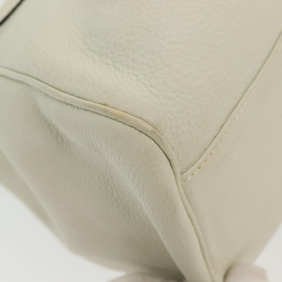 Salvatore Ferragamo Gancini Hand Bag Leather White Silver Auth BA5015