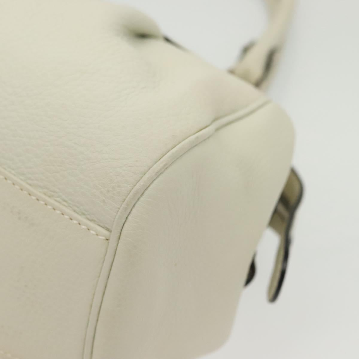 Salvatore Ferragamo Gancini Hand Bag Leather White Silver Auth BA5015
