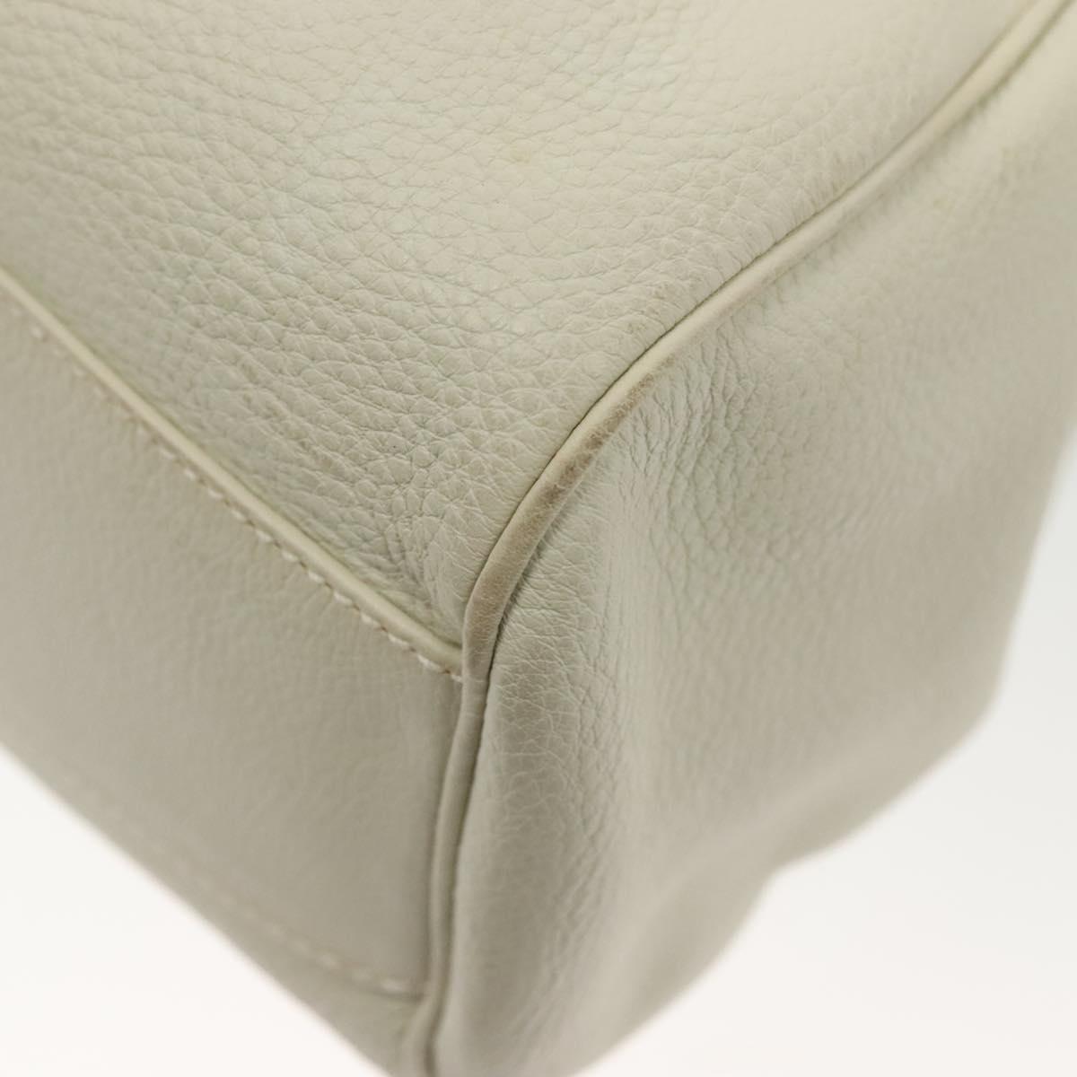 Salvatore Ferragamo Gancini Hand Bag Leather White Silver Auth BA5015