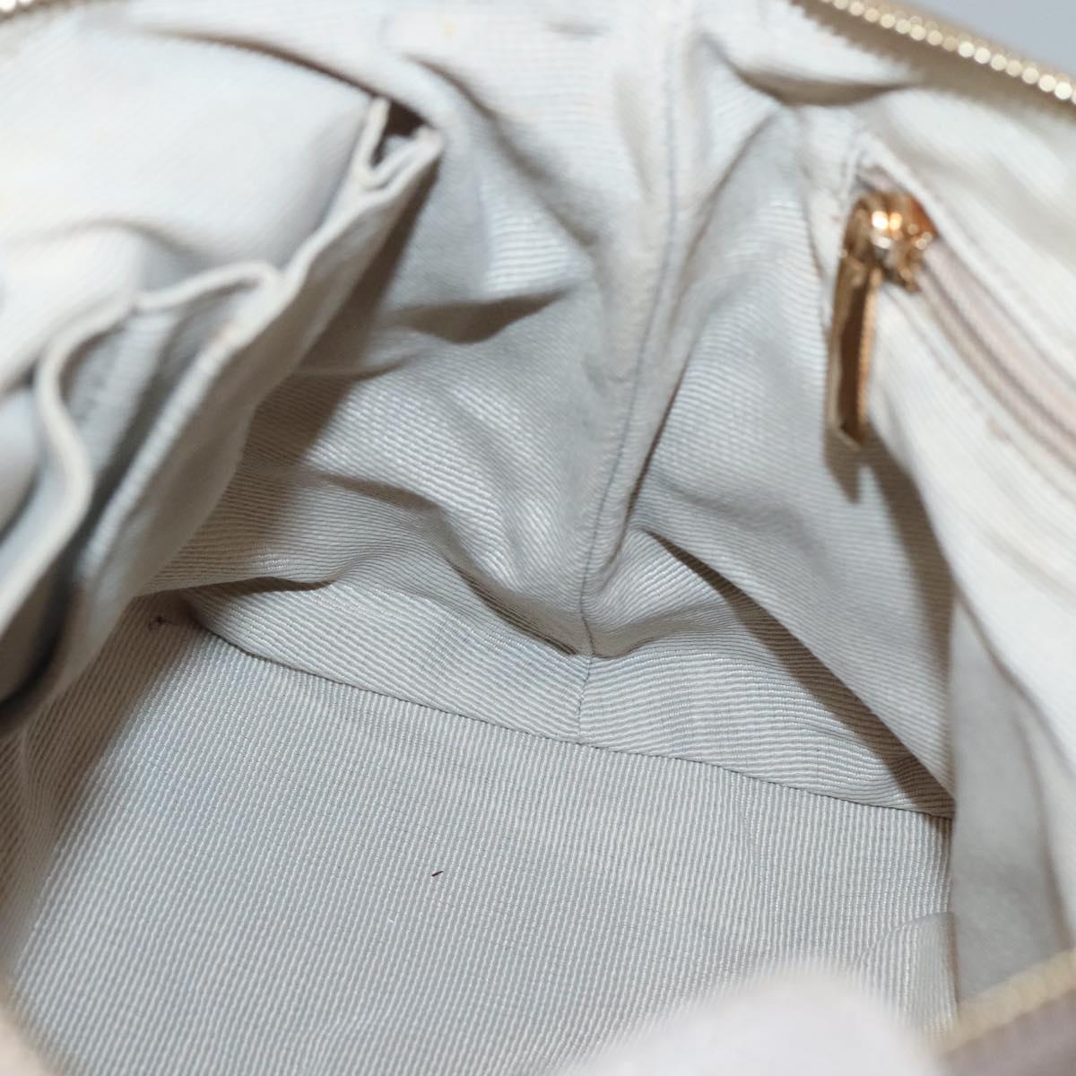 Salvatore Ferragamo Vala Hand Bag Nylon Beige Gold Auth BA5017