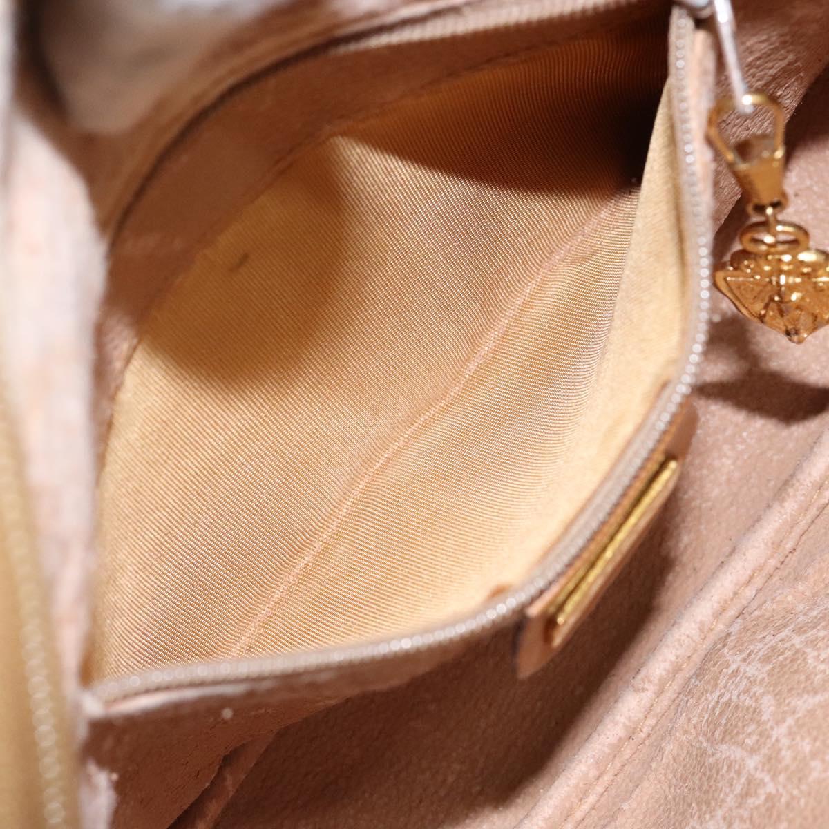 GUCCI Micro GG Supreme Shoulder Bag PVC Beige Gold Auth BA5021