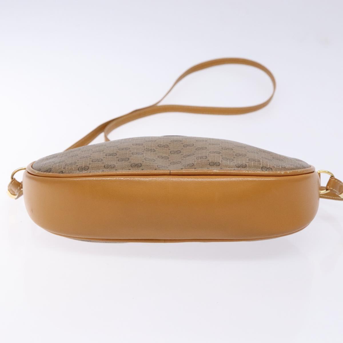 GUCCI Micro GG Supreme Shoulder Bag PVC Beige Gold Auth BA5021