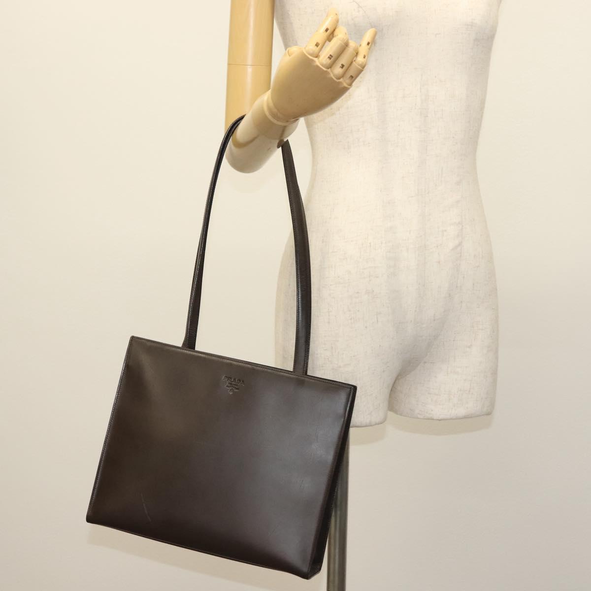 PRADA Tote Bag Leather Brown Auth BA5025