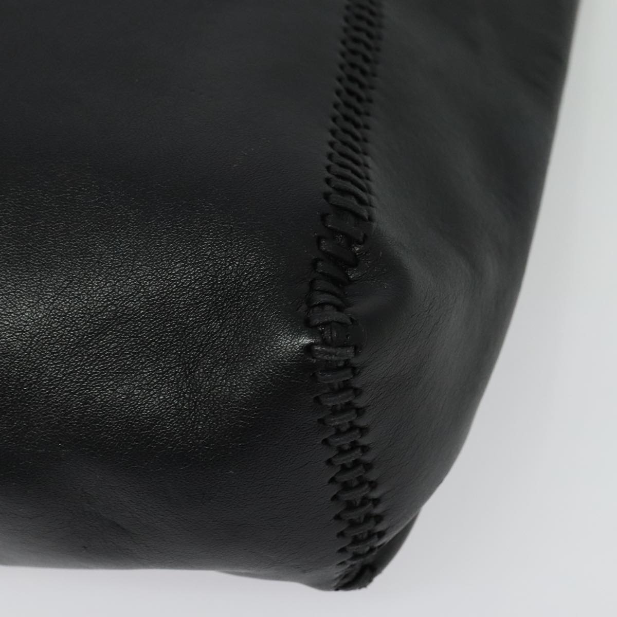 Stella MacCartney Chain Fabera Shoulder Bag Leather Black Auth BA5027