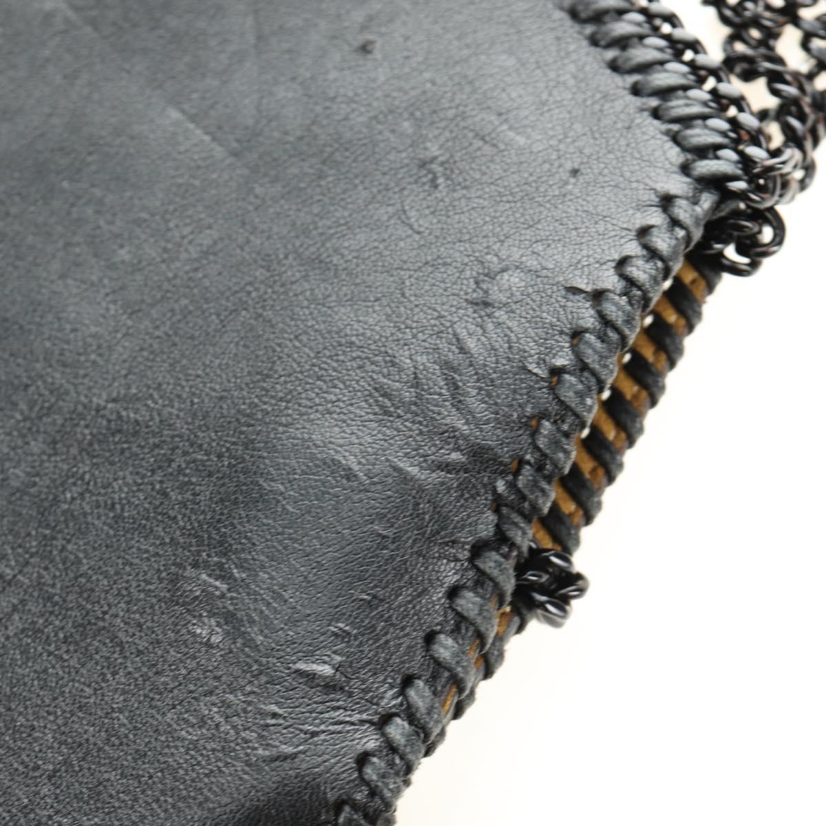 Stella MacCartney Chain Fabera Shoulder Bag Leather Black Auth BA5027