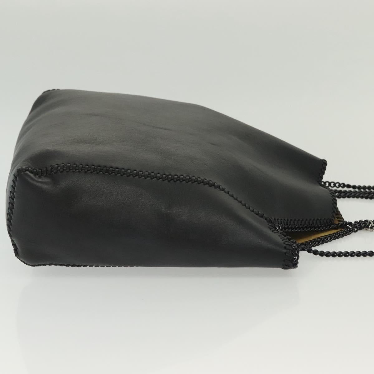 Stella MacCartney Chain Fabera Shoulder Bag Leather Black Auth BA5027