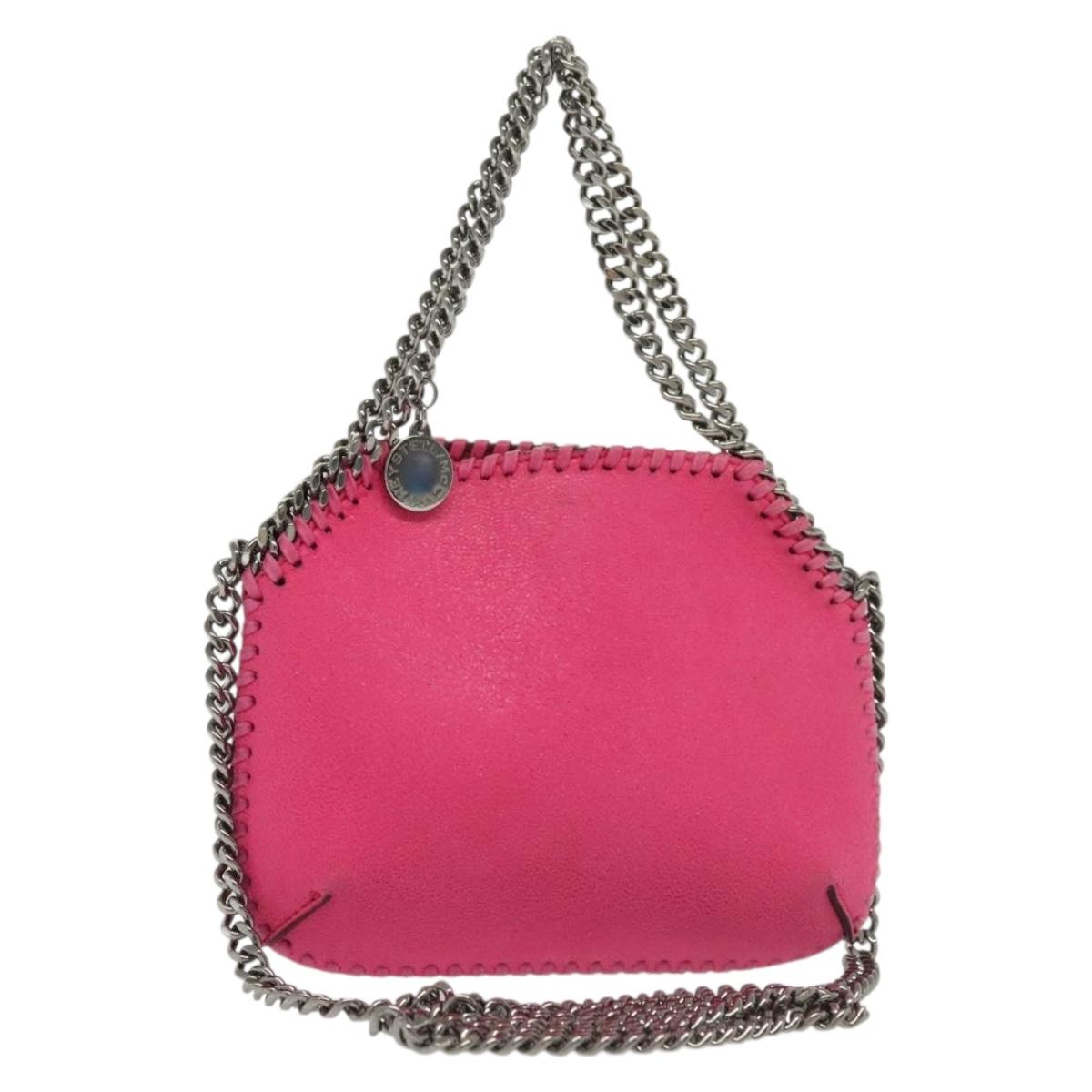 Stella MacCartney Chain Farabella Mini Bag Suede Pink Silver Auth BA5028