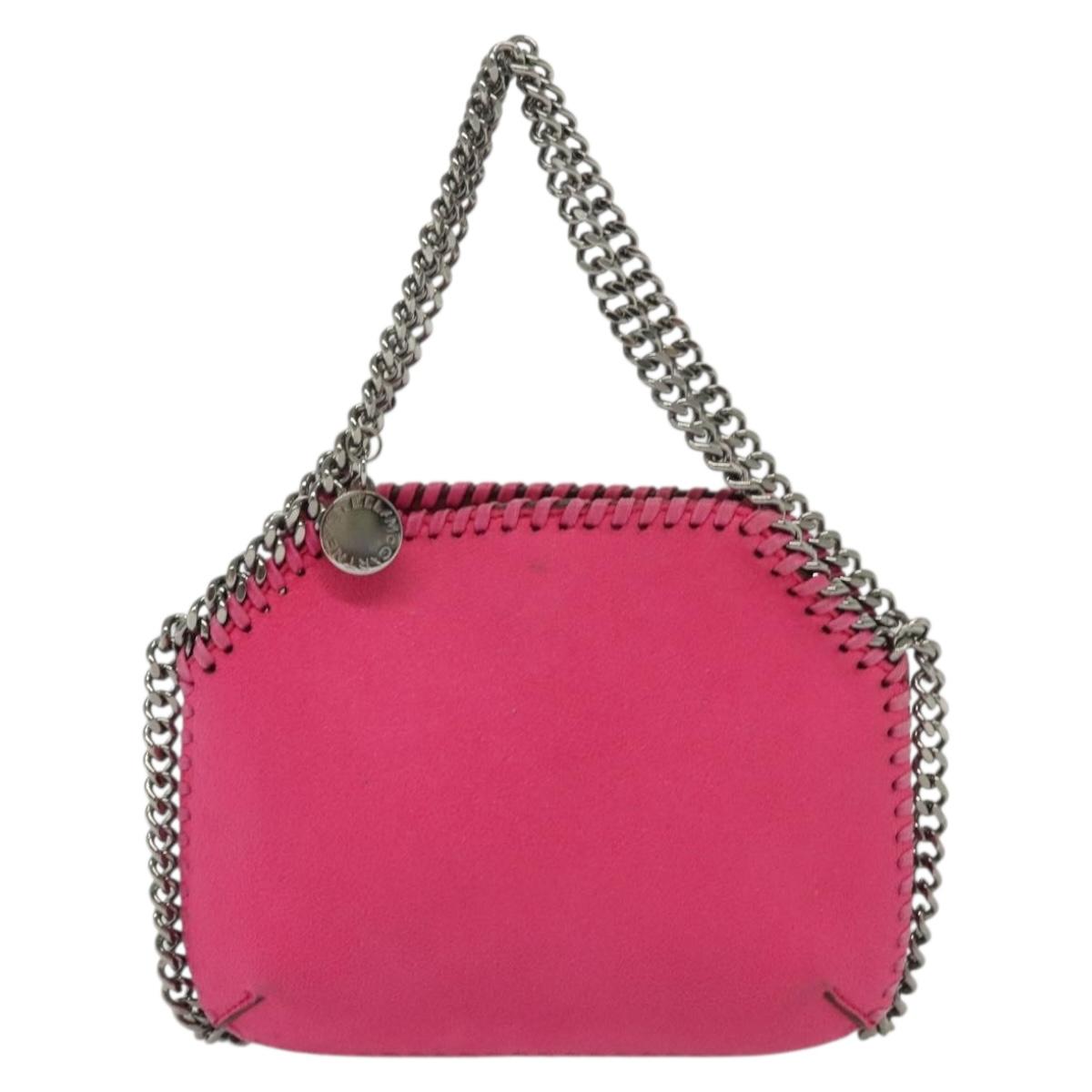 Stella MacCartney Chain Farabella Mini Bag Suede Pink Silver Auth BA5028