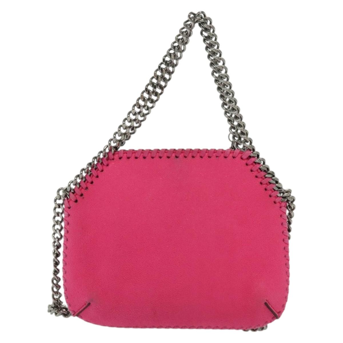 Stella MacCartney Chain Farabella Mini Bag Suede Pink Silver Auth BA5028