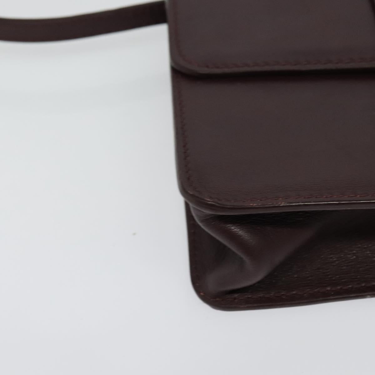Jimmy Choo Hand Bag Leather Bordeaux Silver Auth BA5034