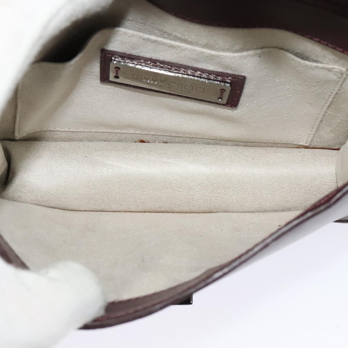 Jimmy Choo Hand Bag Leather Bordeaux Silver Auth BA5034