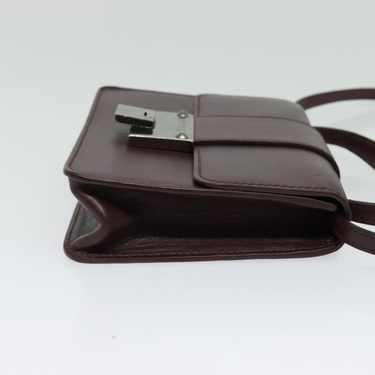 Jimmy Choo Hand Bag Leather Bordeaux Silver Auth BA5034