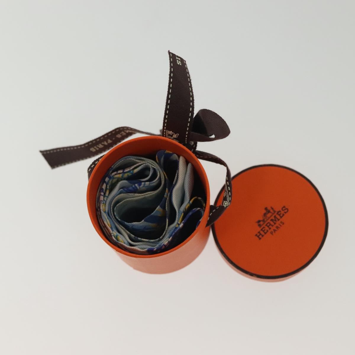 HERMES Twilly Scarf ""Mythiques Phoenix"" Silk Blue Auth BA5050