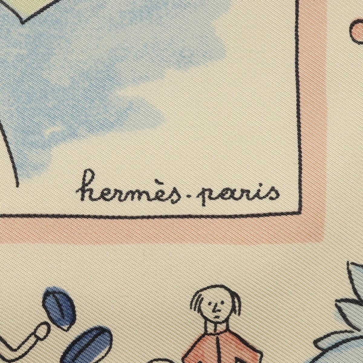HERMES Carre 40 Scarf ""RETOUR A LA TERRE"" Silk Pink Auth BA5053