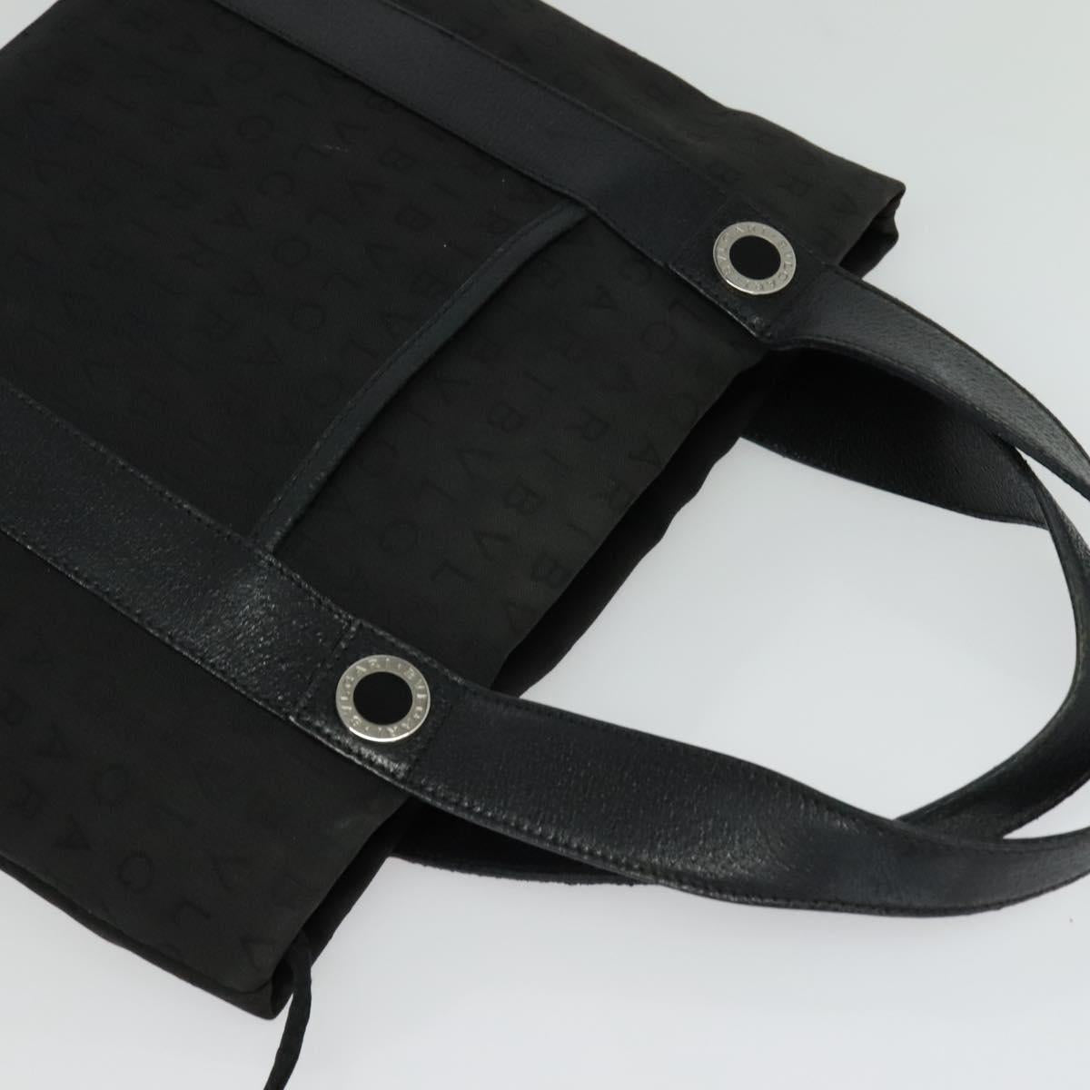 BVLGARI Logo Mania Tote Bag Canvas Black Silver Auth BA5057