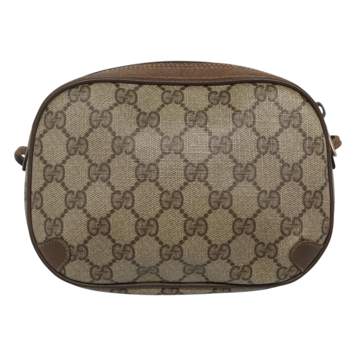 GUCCI GG Supreme Web Sherry Line Shoulder Bag PVC Beige Green Red Auth BA508