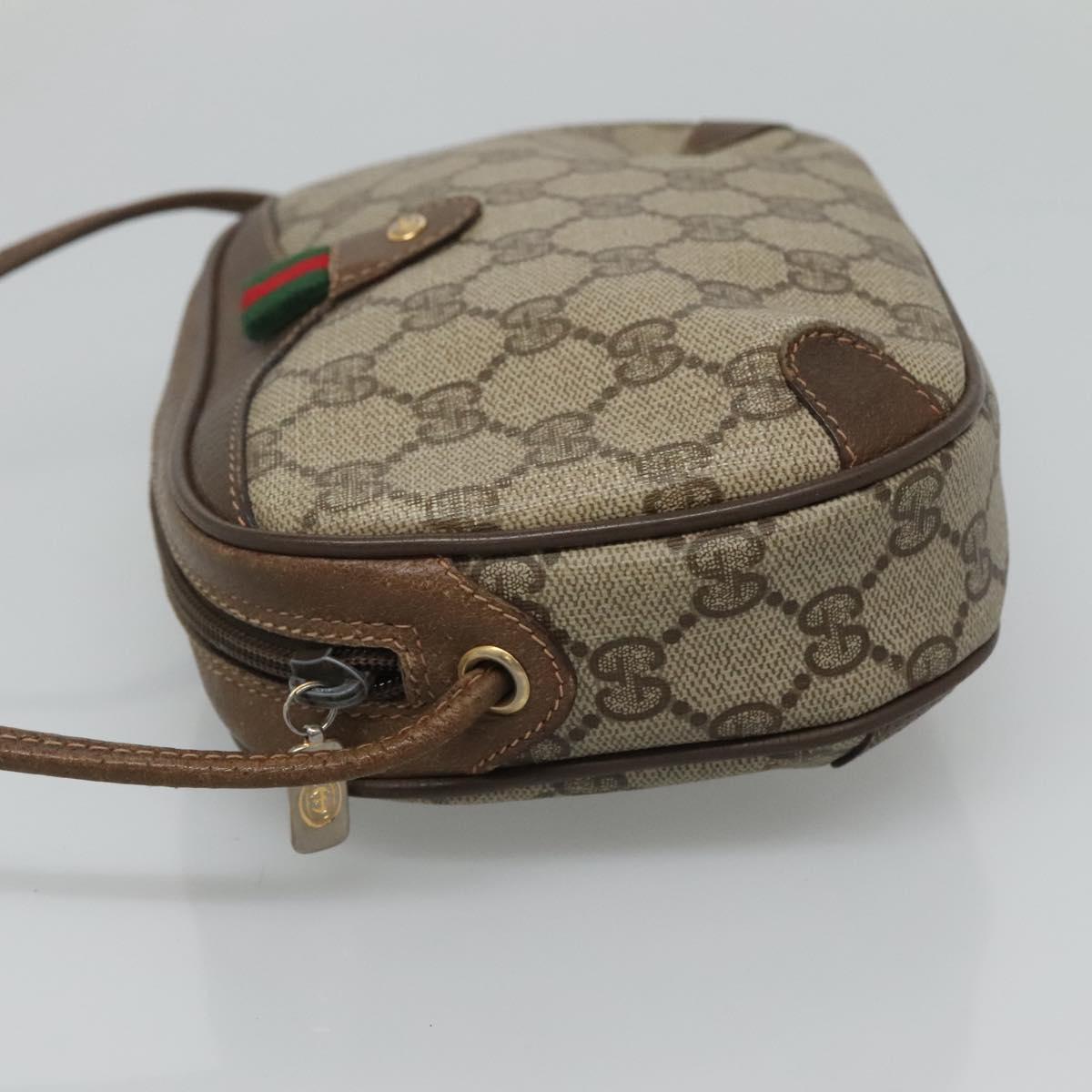 GUCCI GG Supreme Web Sherry Line Shoulder Bag PVC Beige Green Red Auth BA508