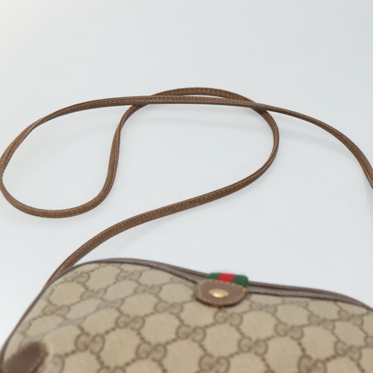 GUCCI GG Supreme Web Sherry Line Shoulder Bag PVC Beige Green Red Auth BA508