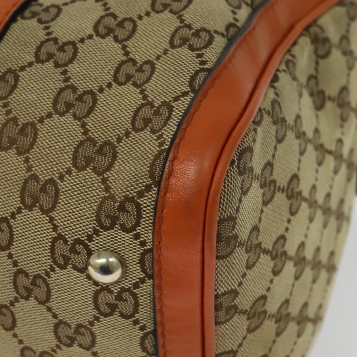 GUCCI GG Supreme Sherry Line Boston Bag 2way Beige Gold 247205 Auth BA5084