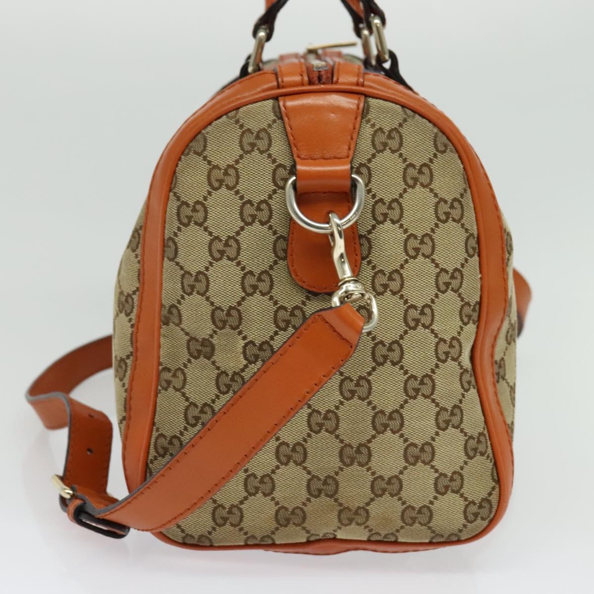 GUCCI GG Supreme Sherry Line Boston Bag 2way Beige Gold 247205 Auth BA5084