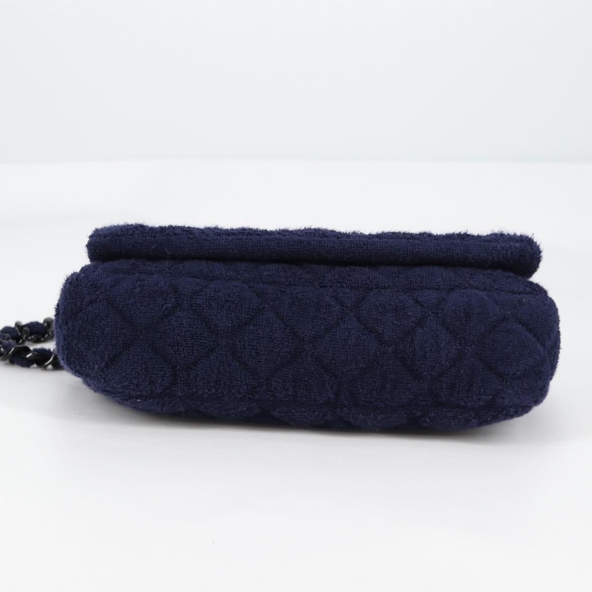 CHANEL Matelasse Shoulder Bag Pile Navy CC Auth BA5094M