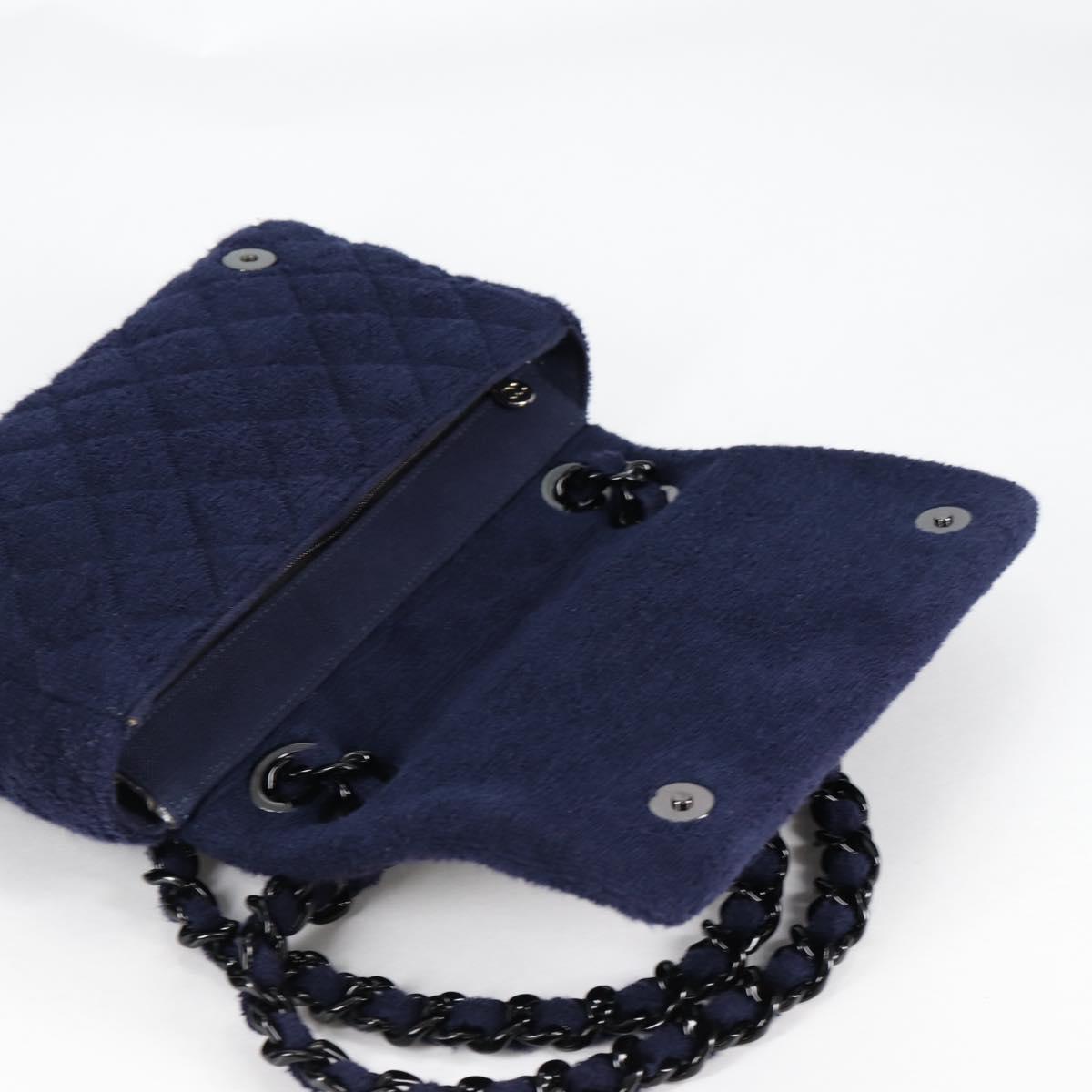 CHANEL Matelasse Shoulder Bag Pile Navy CC Auth BA5094M
