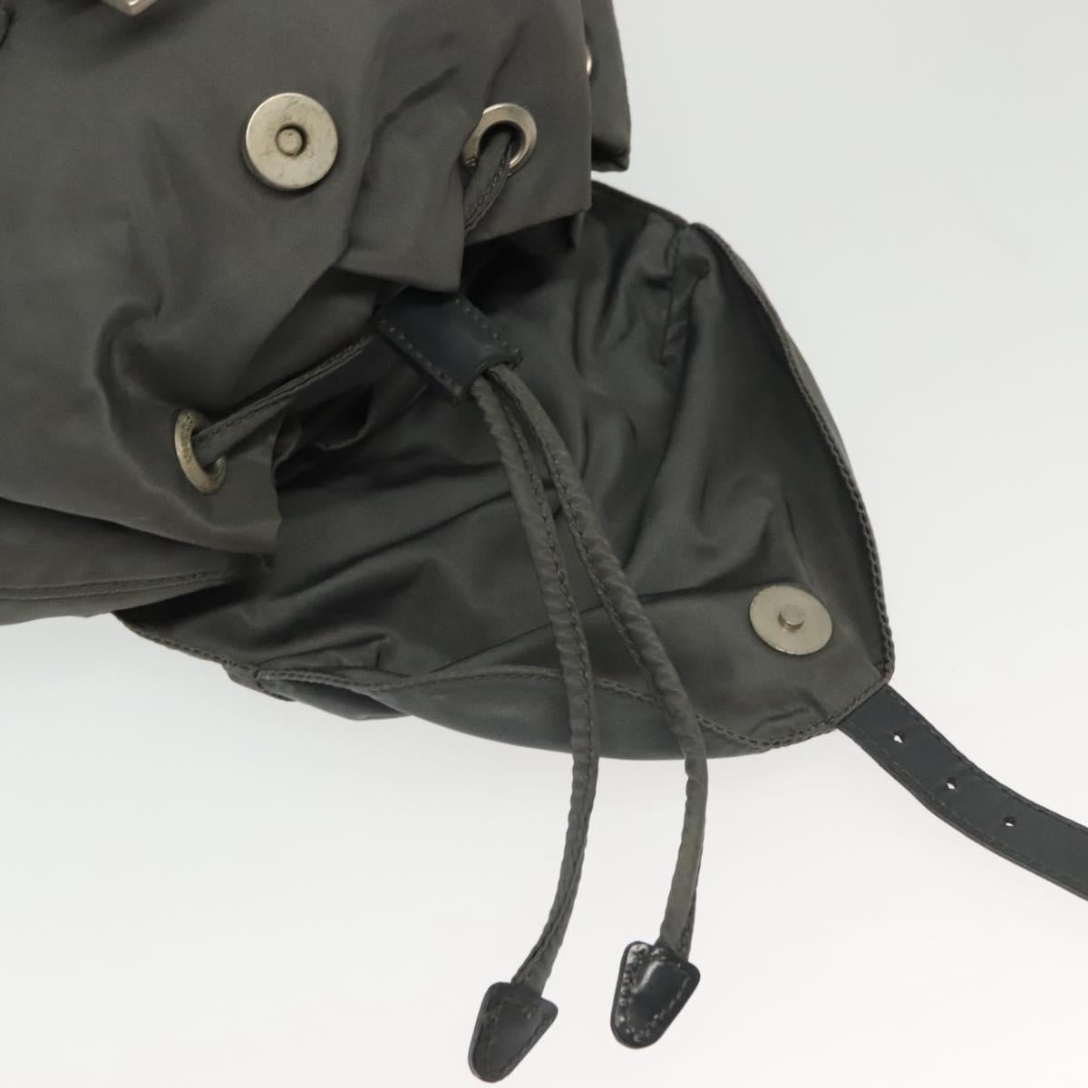 PRADA Backpack Nylon Gray Silver Auth BA5099