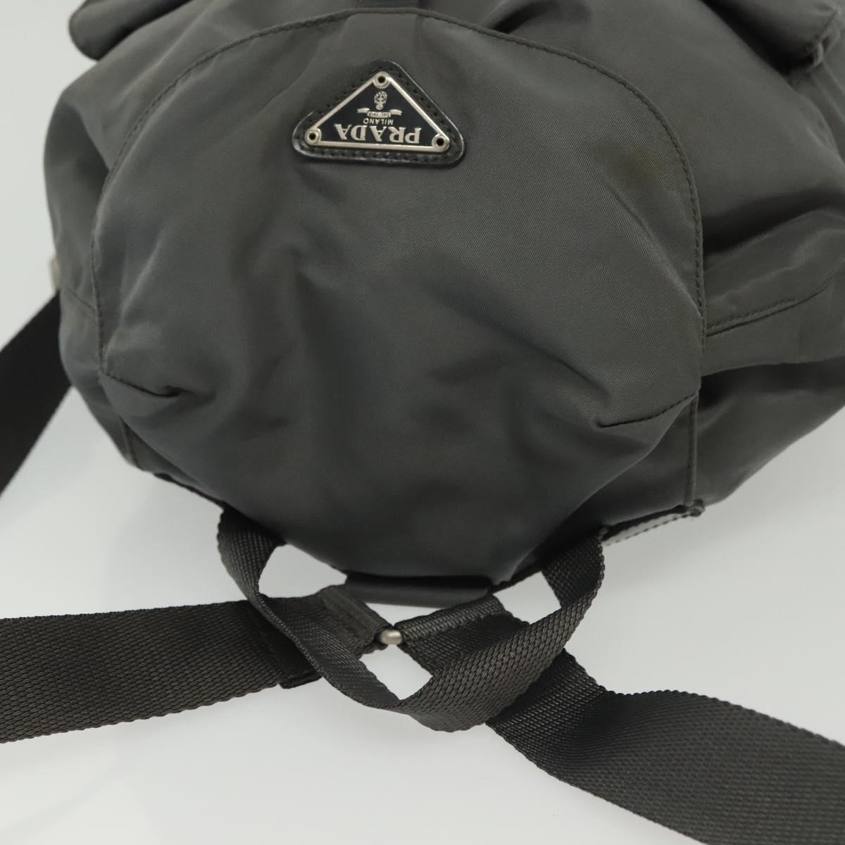 PRADA Backpack Nylon Gray Silver Auth BA5099