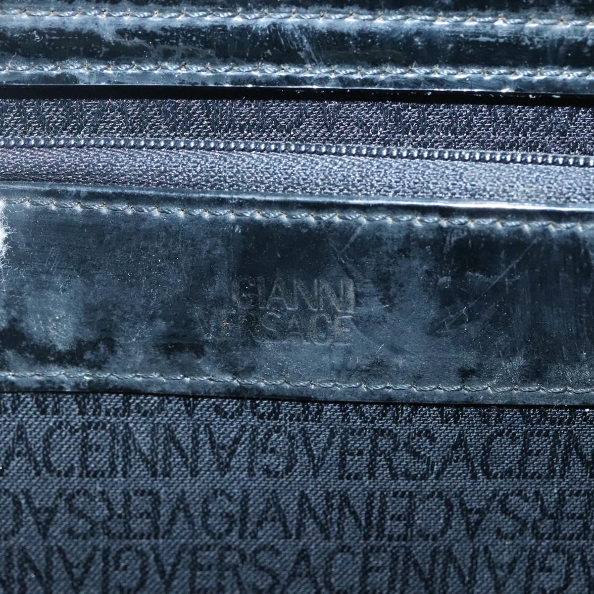 Gianni Versace Tote Bag Leather Black Gold Auth BA5104