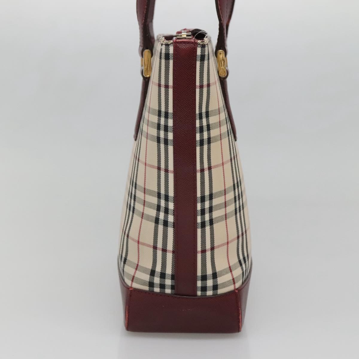 BURBERRY Nova Check Tote Bag Canvas Beige Gold Auth BA5105