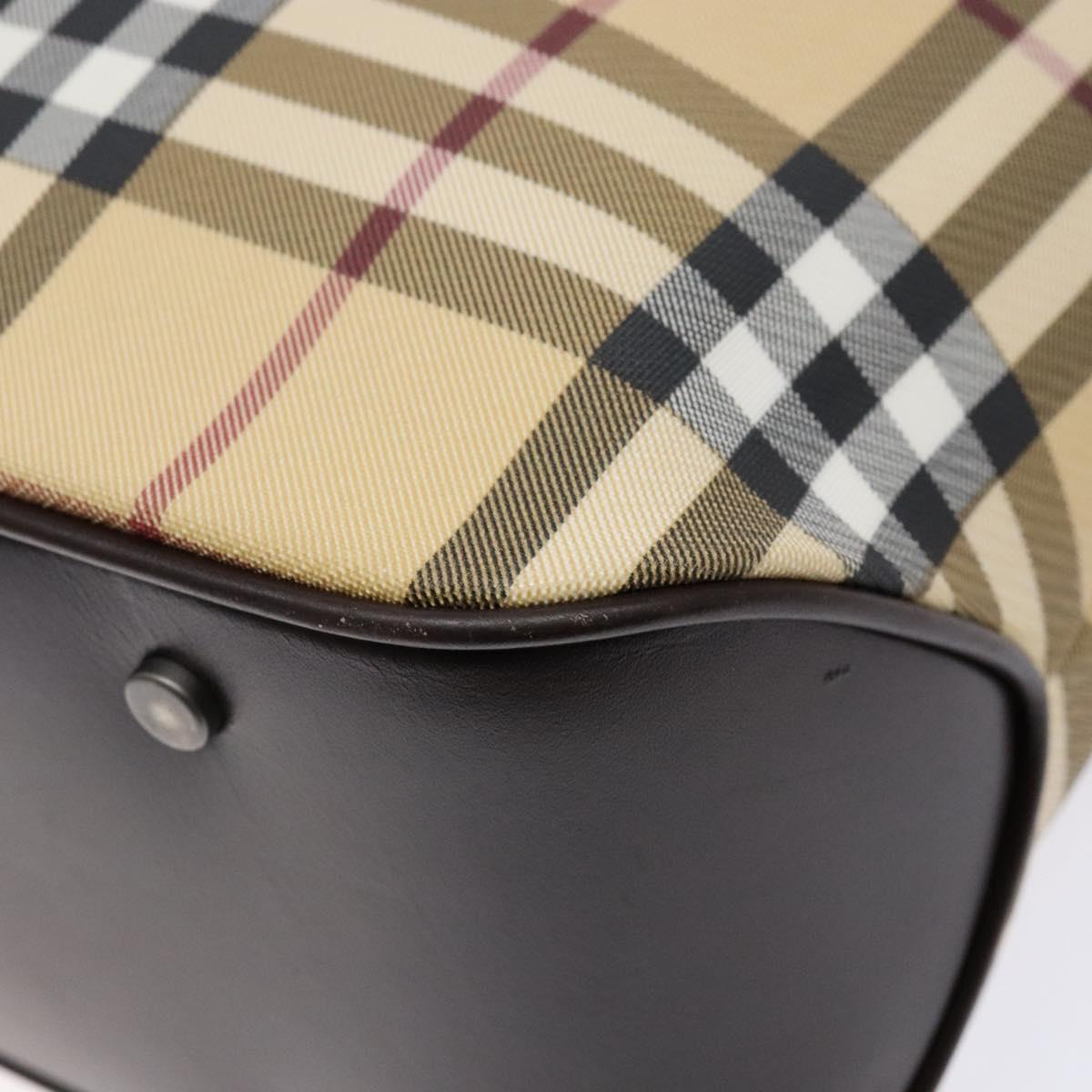 BURBERRY Nova Check Hand Bag PVC Beige Auth BA5107
