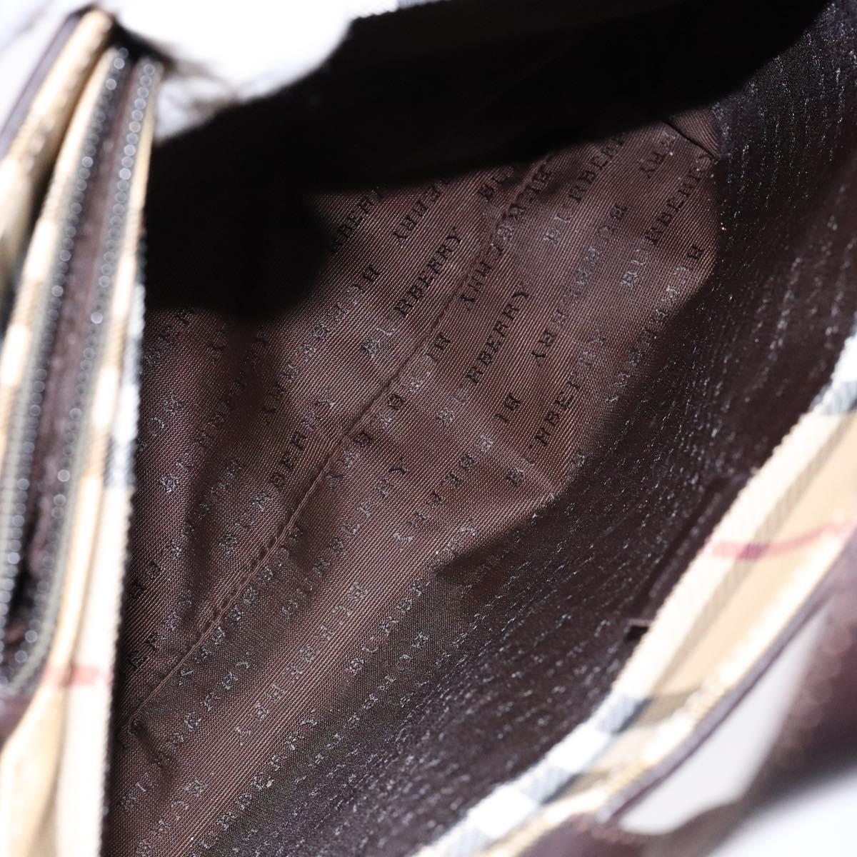 BURBERRY Nova Check Hand Bag PVC Beige Auth BA5107