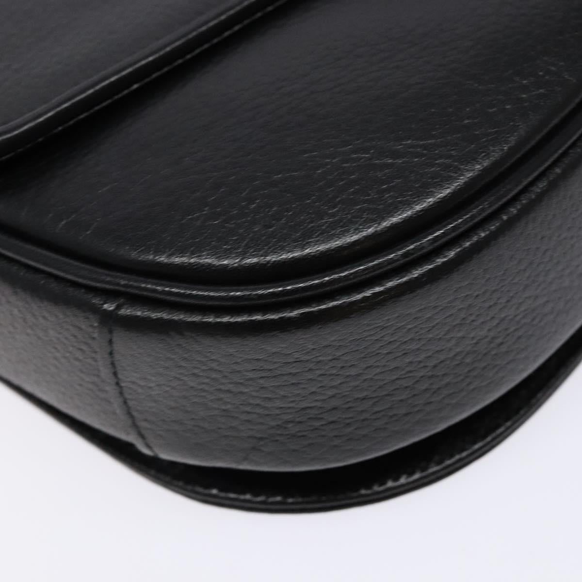 Burberrys Shoulder Bag Leather Gold Black Auth BA5110